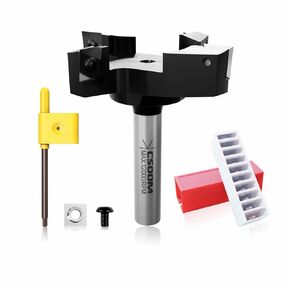 CSOOM CNC Spoilboard Surfacing Router Bit，1/2" Shank，4 Wings，3‘' Cutting Diameter with Extra 10PCS Replacements Carbide Inserts ，Professional Woodworking Tools on Plywood , Solid Wood, etc.