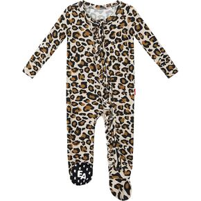 Baby Girls Footed Pajamas Clothes, Bamboo Viscose Sleeper 2 Way Zipper Outfits Newborns Infants