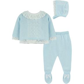 Baby Boy Knitted 3-Piece Set, Sweater, Pants and Hat - Made in Spain