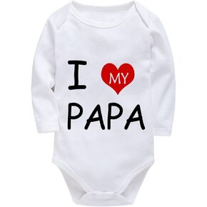 I Love My PAPA Baby Outfits Long Sleeve Newborn Boy Romper White Baby Boy Clothes