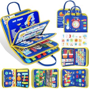 URMYWO Busy Board - Montessori Toys for 1 2 3 4 Year Old, Busy Book Toddler Activities with Fine Motor Skills, Autism Sensory Toys Gifts for Boys Girls, Travel Toys for Road Trip Plane Car