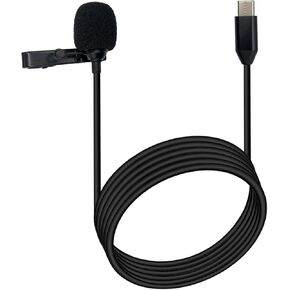 Type C Lavalier Microphone Compatible with Insta360 ONE X2 X3 Clip On Mic Omnidirectional Microphone for YouTube Recording Podcasting Gaming Interview,Black 4.9ft