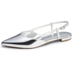 DREAM PAIRS Slingback Flats for Women, Pointed-Toe Elegant Women's Ballet Flats with Buckle Strap, Classic Low Heel Dress Shoes for Casual Work Office Party