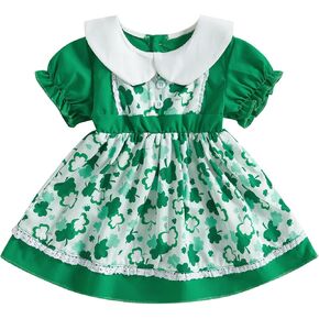 Kuriozud Little Toddler Girl Valentines Day Outfit Puffy Sleeve Heart Dress Cute Princess Dresses Spring Clothes