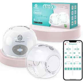 Breast Pump Hands Free with APP for Busy Moms, Momspeace Upgraded Portable Electric Breast Pumps, Discreet Pumping Anywhere, Anti-Backflow, Safe, Double Breast Pumps for Breastfeeding, 24mm, 2 Pack