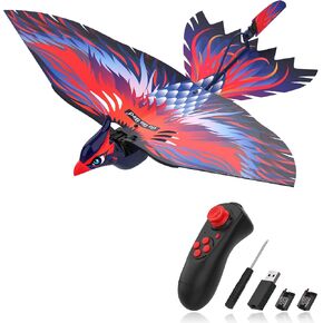 2.4G Remote Control Bird Toy RC Bird Bionic Flying Bird,6-axis Gyro,Fabric Single Wing Lifting Design,Easy Indoor Outdoor RC Toy for Kids,Boys and Girls (Single Wing Multicolour)