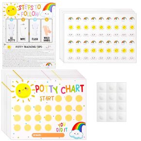 Potty Training Chart with Reward Stickers, Potty Sticker Chart Cute Toilet Sticker Reward Chart for Toddlers Boys Girls Kids Potty Behaviour Success Motivating