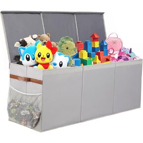 Extra Large Sturdy Toy Box, 40"x16"x14" Stuffed Animal Storage Bins with Lids, Collapsible Clothes Toy Chest Bins for Boys, Girls,Toddlers, Living Room Area Basket Organization and Storage