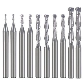 HOZLY for Wood Working Set Diameter 1mm 1.5mm 2.0mm 2.5mm 3.175mm Carbide Ball Nose End Mill CNC Engraving Router Bits Milling Cutter