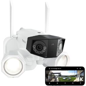 REOLINK 4K Floodlight Security Camera Outdoor, 5G/2.4GHz Wi-Fi 6, Dual-Lens Camera w/ 180° FOV, Color Night Vision, Smart AI Detection, IP67 Waterproof, AC Power Supply, Duo Floodlight WiFi Hardwired