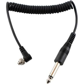 6.35mm to PC Sync Cable Cord Male Speedlight Flash Trigger Connect Spring Coiled Wire Cord with Screw Lock for Canon Nikon Sony Most DSLR Camera Flash Trigger