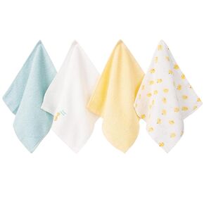 4 Pack Baby Washcloths - 100% Cotton Soft and Absorbent Terry Wash Cloths for Sensitive Skin Face Hand Body Burp Rag Wipes Essentials for Newborns Infants Toddlers Girls Boys (Orange Fox - 4 Pack)