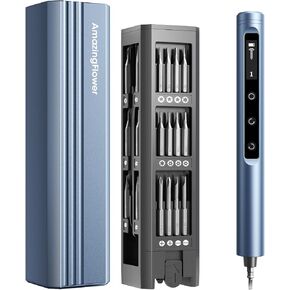 Cordless Electric Screwdriver, Precision Screwdriver Set with 42 Magnetic Drill Bits, All-in-One Magnetic Case, 5 Torque Settings, 500mAh Rechargeable Battery, Multi-tool Kit for Phone PC Camera