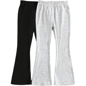 Floerns Toddler Girl's 2 Pcs Elastic Waist Leggings Solid Bell Bottom Casual Pants