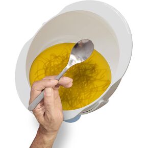Kickstand One-Handed Adjustable Bowl | Bowl for Securing Individuals with Eating with One Hand | Microwave, Dishwasher Safe, Stackable, 1 Pack White