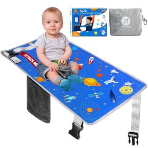 JiggyBox Toddler Travel Airplane Bed - Airplane Seat Extender for Kids with Side Pockets, Kids Airplane Travel Essentials, Airplane Must Have for Toddlers, Baby Portable Plane Bed Foot Rest for Flight