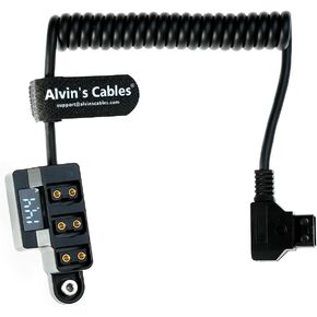 Alvin’s Cables D-tap Splitter 1 to 3 Port P-tap Adapter Coiled Cable for SmallRig| IDX V-Mount Gold Mount Battery with Battery Level Display, Reverse Polarity, Over-Current, Overheat Protection