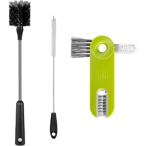 [3 Pack] Bottle Brush, Stainless Steel Long Handle Baby Bottle Scrub Cleaning Brush with Straw & Lid Brushes for Sports Water Bottles, Cups, Coffee Mugs, Glasswares, Tumblers, Wine Decanters