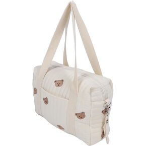 Focket Baby Stroller Organizer, Universal Large Space Baby Diaper Bag with Zipper, Embroidery Mom Handbag Stroller Accessories Storage Bag for Diaper, Phone, Keys, Toys29X26X12CM