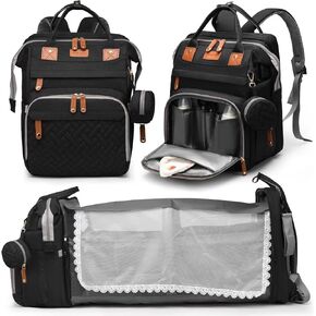 Diaper Bag Backpack with Changing Station, Large Diaper Bag For Boys And Girls, Multifunctional Waterproof Travel Diaper Backpack, Baby Bag with USB Charging Port for Moms Dads,pink