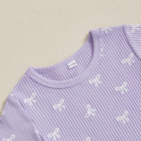 Fiomva Toddler Baby Girl ملابس الصيف ملابس القوس طباعة قمم Tees Tshirt+سروال قصير ركض 2PIES in Kuwait
