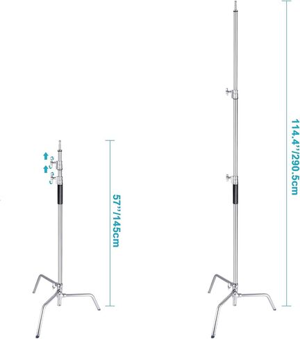 Neewer من الفولاذ المقاوم للصدأ C-Stand C-Stand C-Stand ، 5-10 قدم/1.5-3 متر ثلاثيات فوتوغرافية قابلة للتعديل للانعكازات ، صناديق ناعمة ، أحادي ، المظلات in Saudi Arabia