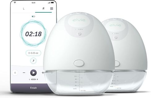 Elvie Breast Pump - Double, Wearable Breast Pump with App - The Smallest, Quietest Electric Breast Pump - Portable Breast Pumps Hands Free & Discreet - Automated with Four Personalized Settings in Saudi Arabia