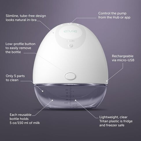 Elvie Breast Pump - Double, Wearable Breast Pump with App - The Smallest, Quietest Electric Breast Pump - Portable Breast Pumps Hands Free & Discreet - Automated with Four Personalized Settings in Saudi Arabia