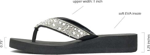 REDVOLUTION New Women's Rhinestone Sandals High | Low Platform T-Strap Jewel Sandals High Wedge Flip Flops in Saudi Arabia