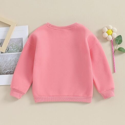 Toddler Baby Girls Long Sleeve Crewneck Embroider Pullover Sweatshirt Sweater Outfits Solid Color Casual Clothes in Saudi Arabia