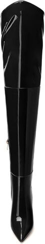 MERRORI Women's Thigh High Boots Pointed Toe 4.3-Inch Chunky Heel Over The Knee Boots Patent Sexy Fashion Side Zipper High Heel Boots in Kuwait