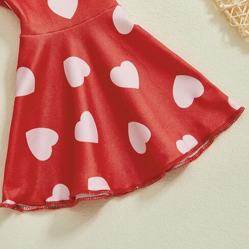 Karuedoo Newborn Baby Girl Valentines Day Outfit Letter Print Puff Sleeve Romper Heart Bell Bottom Pants Headband 3Pcs Set in Saudi Arabia
