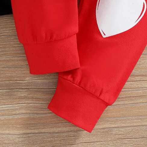 My First Valentine's Day Outfits for Infant Baby Boy Long Sleeve Romper Bodysuit Heart Letter Trousers Hat Set in Saudi Arabia