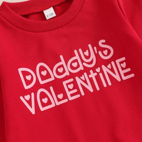 Toddler Baby Girl Valentines Day Outfit Crewneck Sweatshirt Bell Bottom Pants Valentine’s Day Clothes in Saudi Arabia