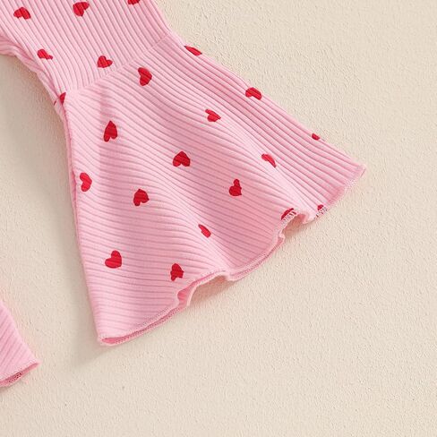 Toddler Baby Girl Valentines Day Outfit Crewneck Sweatshirt Bell Bottom Pants Valentine’s Day Clothes in Saudi Arabia