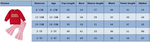Toddler Baby Girl Valentines Day Outfit Crewneck Sweatshirt Bell Bottom Pants Valentine’s Day Clothes in Saudi Arabia