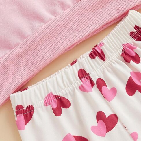 Toddler Baby Girl Valentines Day Outfit Crewneck Sweatshirt Bell Bottom Pants Valentine’s Day Clothes in Saudi Arabia