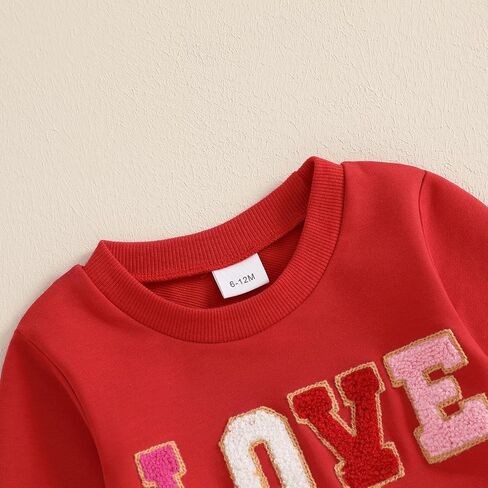 Toddler Girl Valentine’s Day Outfits XOXO Letter Print Ruffle Sleeve Sweatshirt+Flare Pants Set Spring Heart Clothes in Kuwait