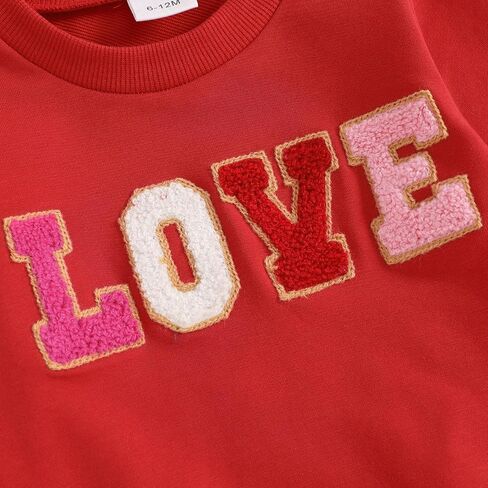 Toddler Girl Valentine’s Day Outfits XOXO Letter Print Ruffle Sleeve Sweatshirt+Flare Pants Set Spring Heart Clothes in Kuwait