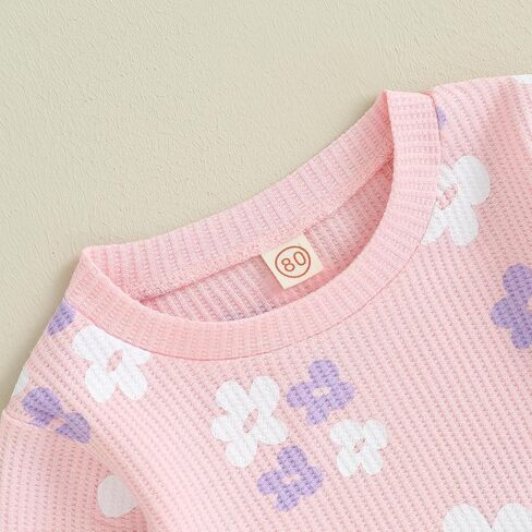 DSORVICD Toddler Girl Fall Clothes Floral Knit Crewneck Sweatshirts Flare Pants Set Bell-Bottoms Outfits in Saudi Arabia