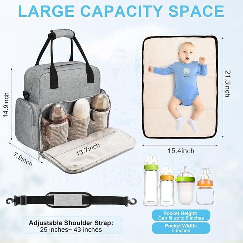 6 في حقيبة الظهر 1 في 1Diaper ، حقيبة طفل مع وسادة تغيير ، حقيبة حفاضات الطفل مع جيوب معزولة جانبية ، حقيبة حفاضات كبيرة مقاومة للماء من الأطفال حديثي الولادة ، رمادي ، رمادي in Saudi Arabia
