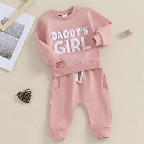 Toddler Baby Girl Clothes Daddys Girl Cotton Sweatshirt Tops Pants Newborn Girl 2Pcs Fall Winter Outfits in Kuwait