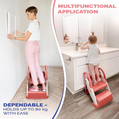 ترقية مقعد المرحاض 4-في 1 مقعد وخطوة-مرحاض تدريب Pink Potty مع نظام خطوتين للأطفال مقعد تدريب على الفتيات الفتيات مع سلم خطوة-كرسي صغير لذيذة. in Saudi Arabia