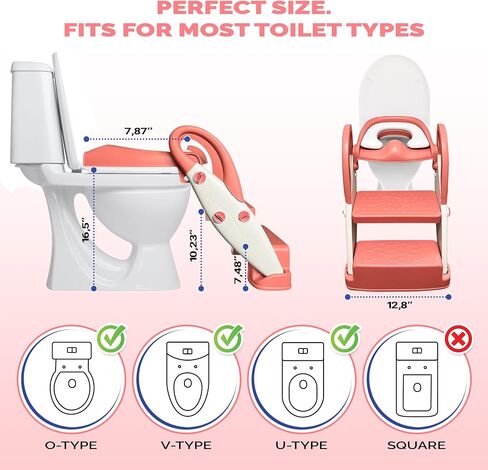 ترقية مقعد المرحاض 4-في 1 مقعد وخطوة-مرحاض تدريب Pink Potty مع نظام خطوتين للأطفال مقعد تدريب على الفتيات الفتيات مع سلم خطوة-كرسي صغير لذيذة. in Saudi Arabia
