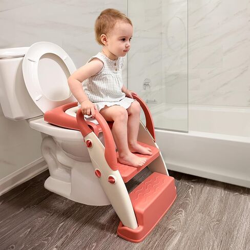 ترقية مقعد المرحاض 4-في 1 مقعد وخطوة-مرحاض تدريب Pink Potty مع نظام خطوتين للأطفال مقعد تدريب على الفتيات الفتيات مع سلم خطوة-كرسي صغير لذيذة. in Saudi Arabia