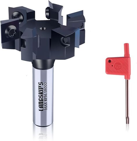 LANGSKIP'S CNC Spoilboard Surfacing Router Bit, 1/2" Shank 2" Cutting Diameter, Slab Flattening Router Bit Planing Bit ,6-Wings Planing bit for Wood Slab Flattening in Kuwait