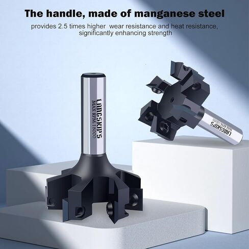 LANGSKIP'S CNC Spoilboard Surfacing Router Bit, 1/2" Shank 2" Cutting Diameter, Slab Flattening Router Bit Planing Bit ,6-Wings Planing bit for Wood Slab Flattening in Kuwait