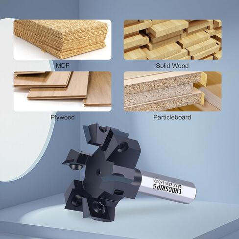 LANGSKIP'S CNC Spoilboard Surfacing Router Bit, 1/2" Shank 2" Cutting Diameter, Slab Flattening Router Bit Planing Bit ,6-Wings Planing bit for Wood Slab Flattening in Kuwait