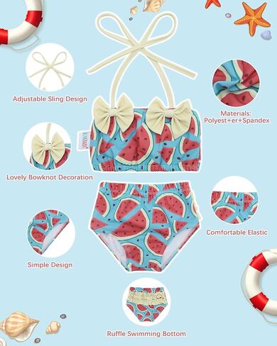 ALVABABY Toddler Girls Two Pieces Swimsuit,Reusable Toddler Swimsuit Bikini,Infant Bathing Sleeveless Tankini Swimwear in Saudi Arabia