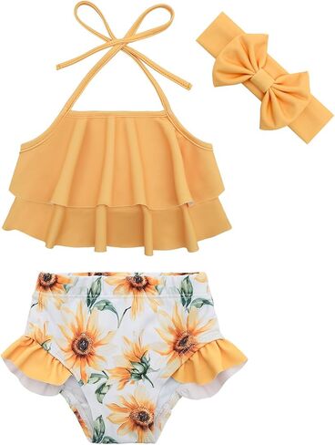 ALVABABY Toddler Girls Two Pieces Swimsuit,Reusable Toddler Swimsuit Bikini,Infant Bathing Sleeveless Tankini Swimwear in Saudi Arabia
